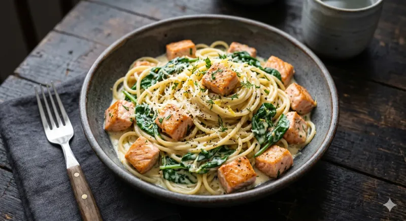 Spaghetti Salmone e Spinaci