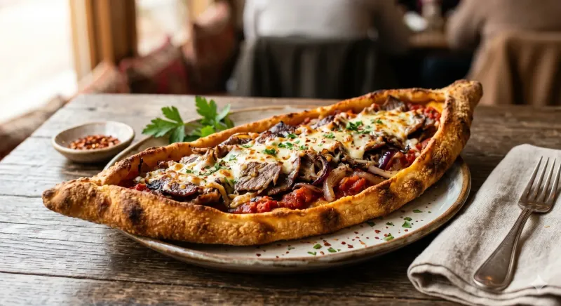 Pide mit Dönerfleisch