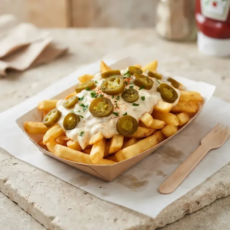 Pommes mit Mayo Mix und Jalapeños