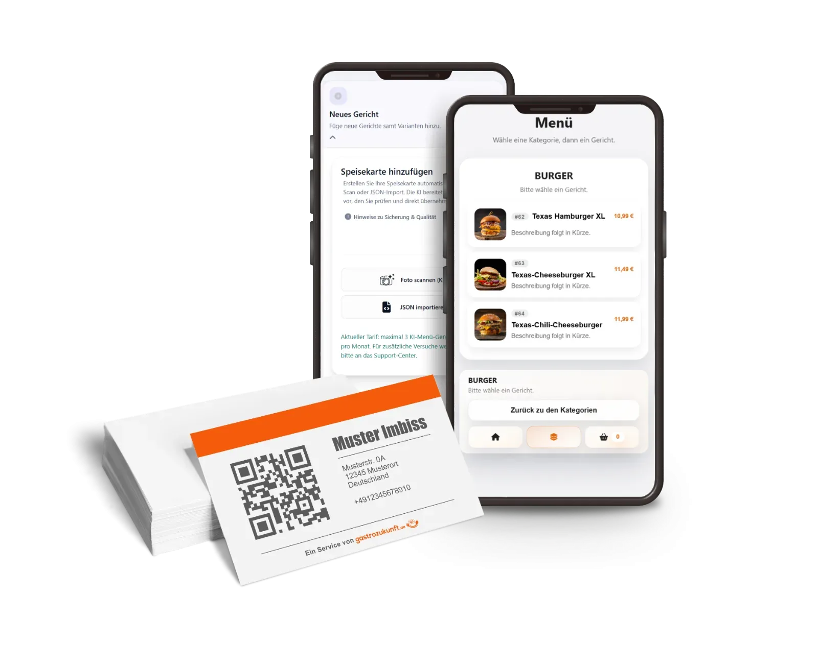 Digitales Menü + 2000 QR-Visitenkarten